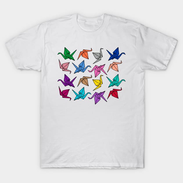 Origami Cranes Colorful Palette T-Shirt by HLeslie Design